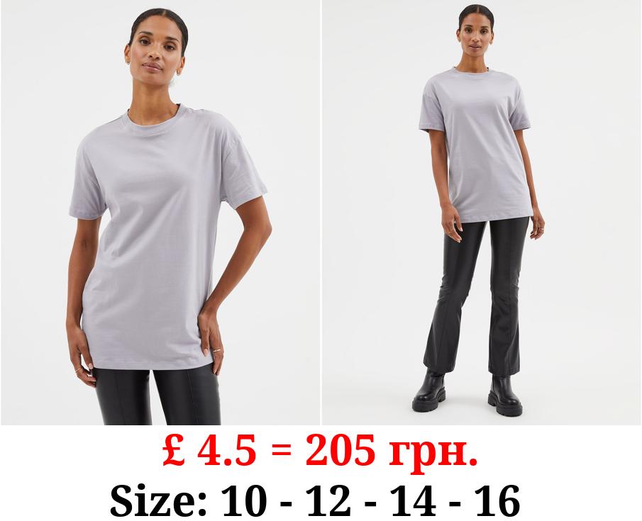 Grey Longline Cotton T-Shirt