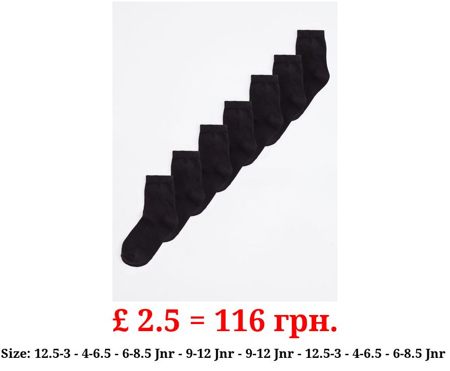 Black Cotton Rich Ankle Socks 7 Pack