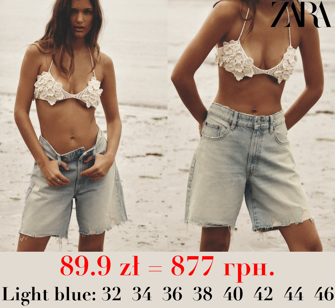 LOOSE FIT DENIM TRF BERMUDA SHORTS