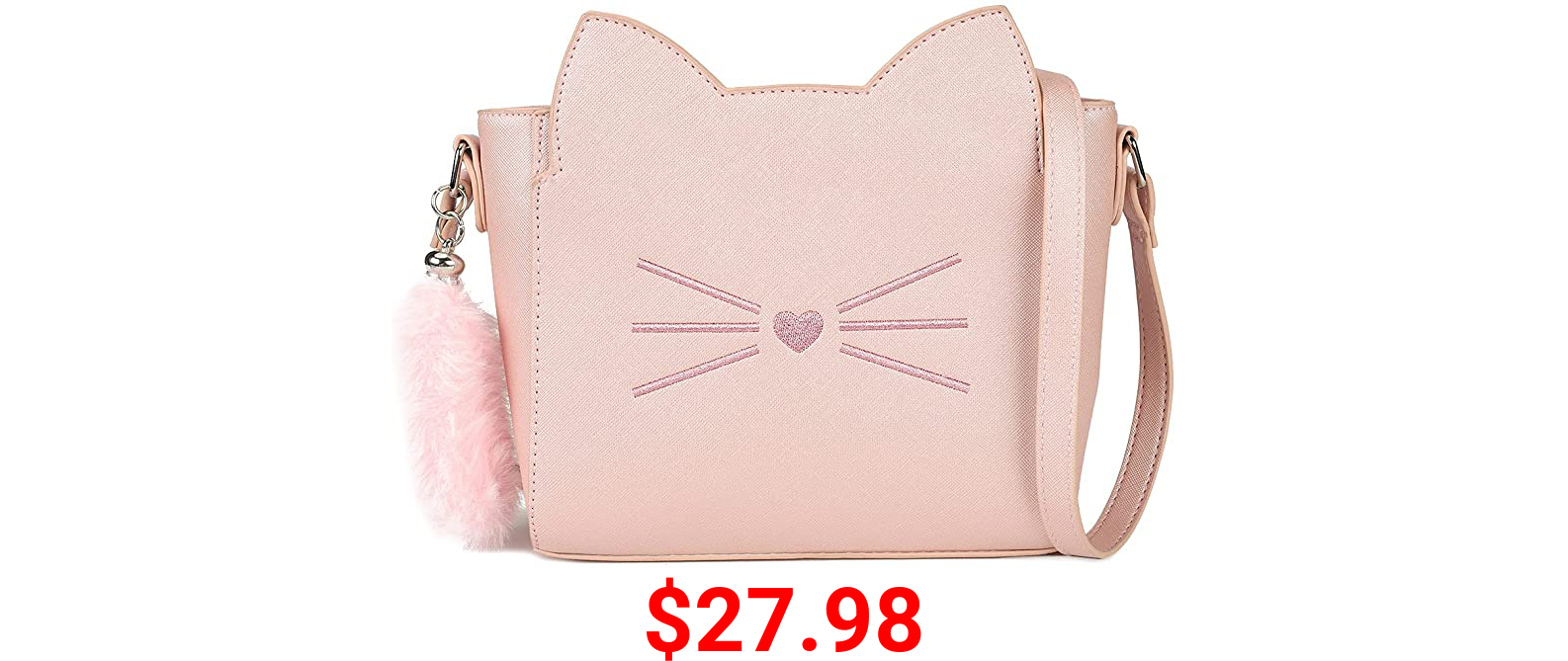 Small Crossbody Purse for Teen Girls,Cute Cat Girl Purse with Pendant PU Leather Shoulder Bags and Cross Body Handbags