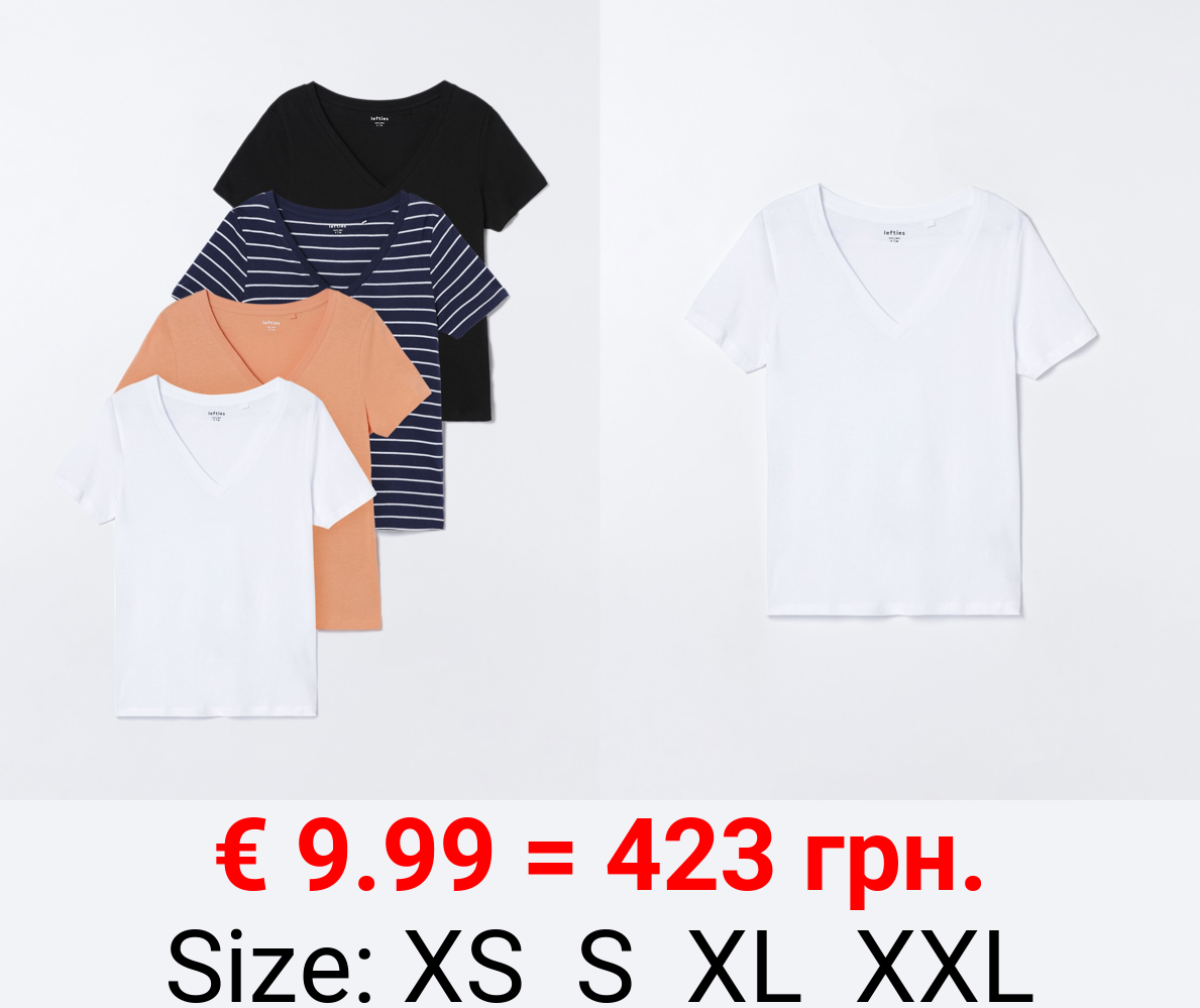 Pack of 4 contrasting V-neck T-shirts