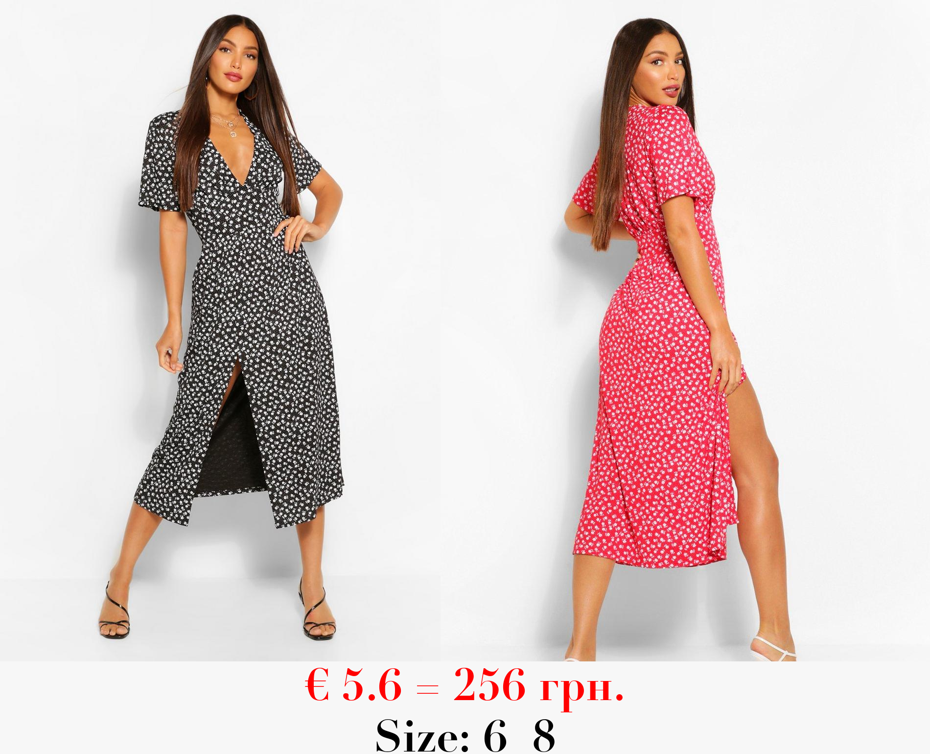 Tall Floral Spot Print Midi Dress