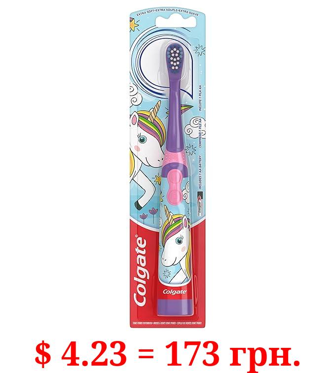 Colgate Kids Battery Powered Toothbrush, Unicorn, Extra Soft Toothbrush, Ages 3 and Up, 1 Pack