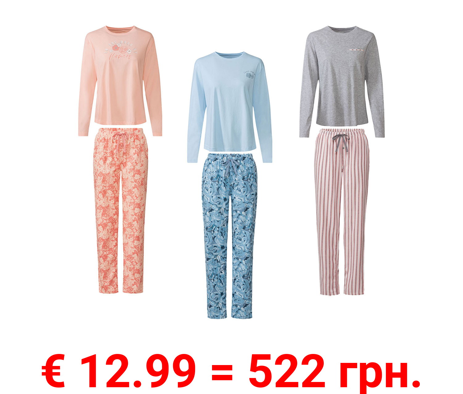 esmara® Damen Pyjama, aus weichem Single-Jersey