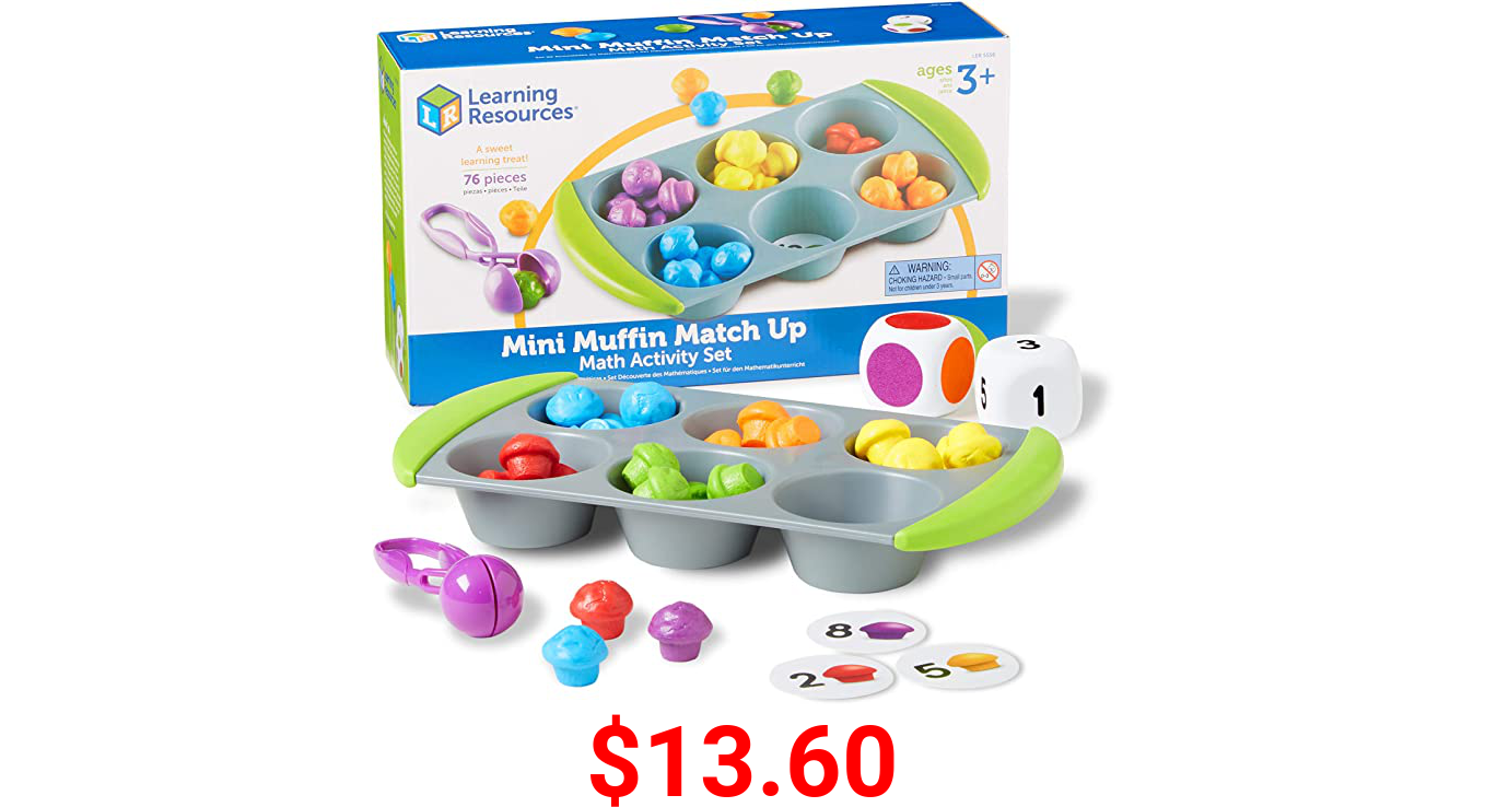 Learning Resources Mini Muffin Match - Math Activity Set, Early Math Skills, Color and Numbers Sorting, Homeschool, Fine Motor Toys, Toys for Toddlers, 76 Pieces, Ages 3+