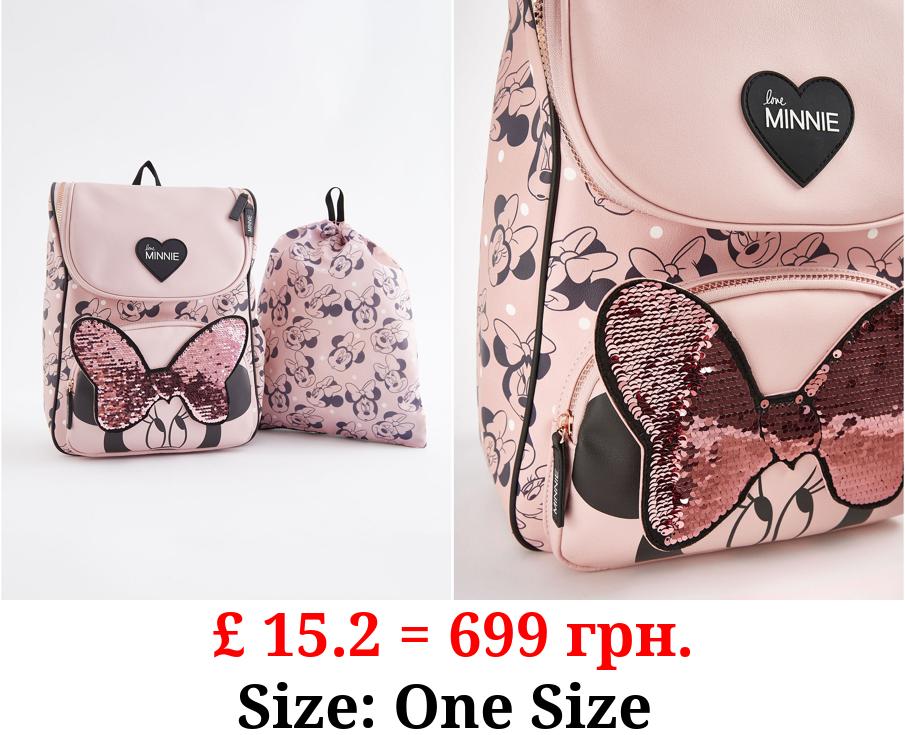Disney Minnie Mouse Sequin Bow Rucksack and Swim Bag