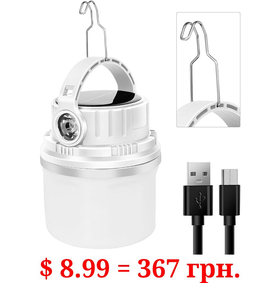 Camping Lanterns Solar Power Rechargeable USB Chargeable Mini Portable Light Flashlight for Emergency,5500 mAh Large Capacity Rechargeable Battery，Hurricane, Outdoor,Power Outage, Hiking(Gray）