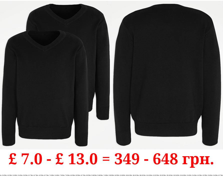 Black V Neck School Jumper 2 Pack