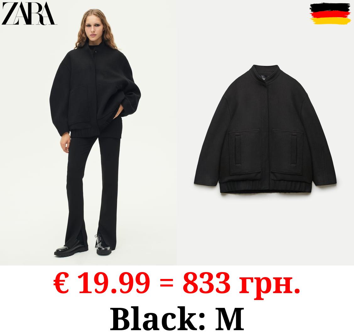 ZW COLLECTION WOOL BLEND BOMBER JACKET