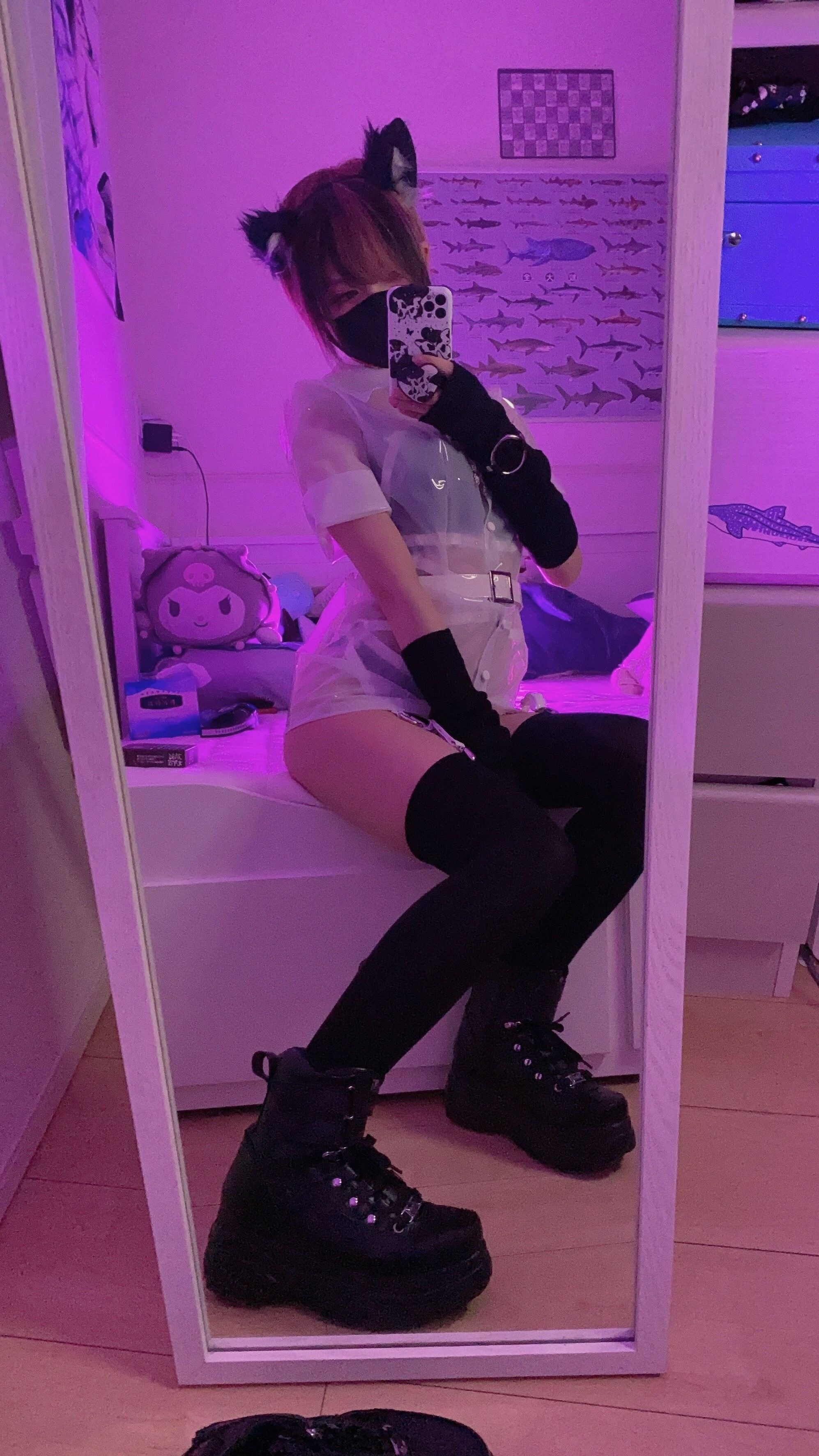 御伽樒 蓝卫衣+猫耳束缚 147