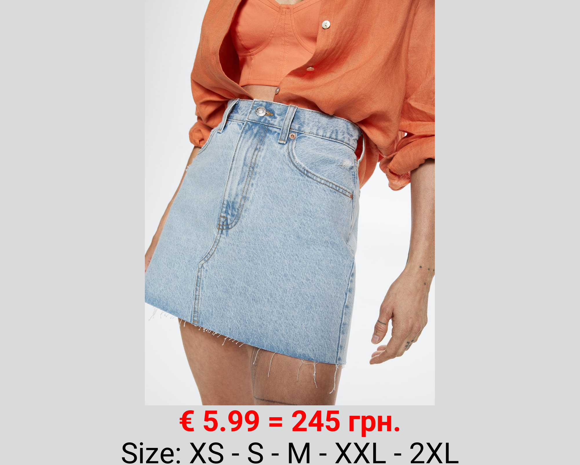 Minifalda vaquera bajo deshilachado