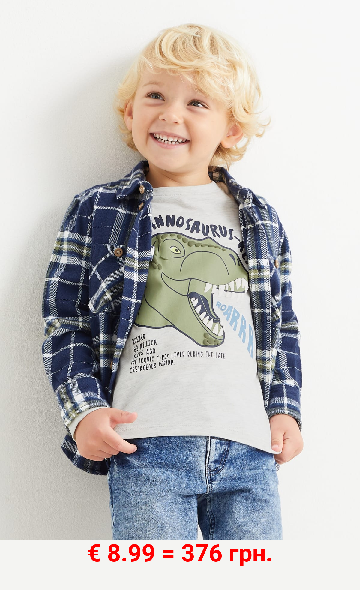 Dino - Set - Flanellhemd und Langarmshirt - 2 teilig