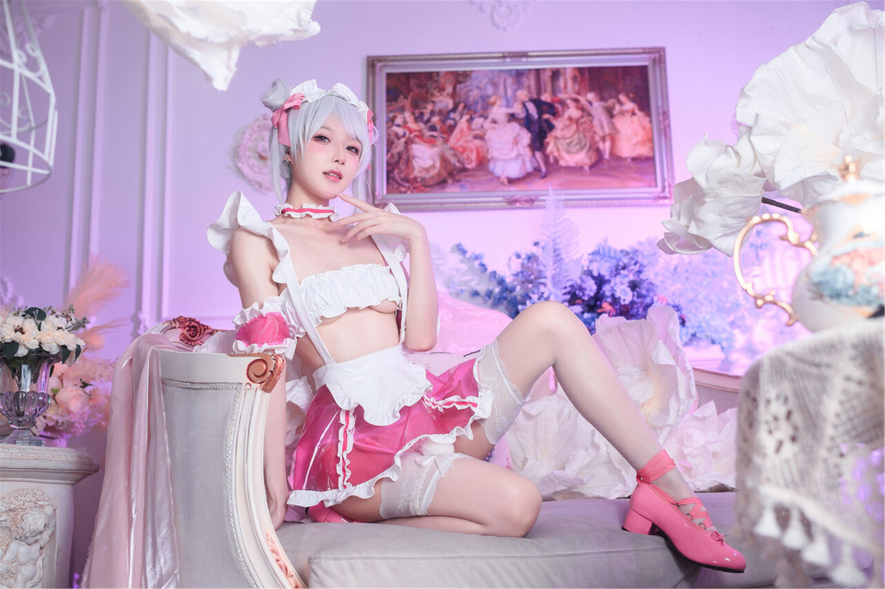 Cosplay 阿包也是兔娘 七夕粉粉女仆 36
