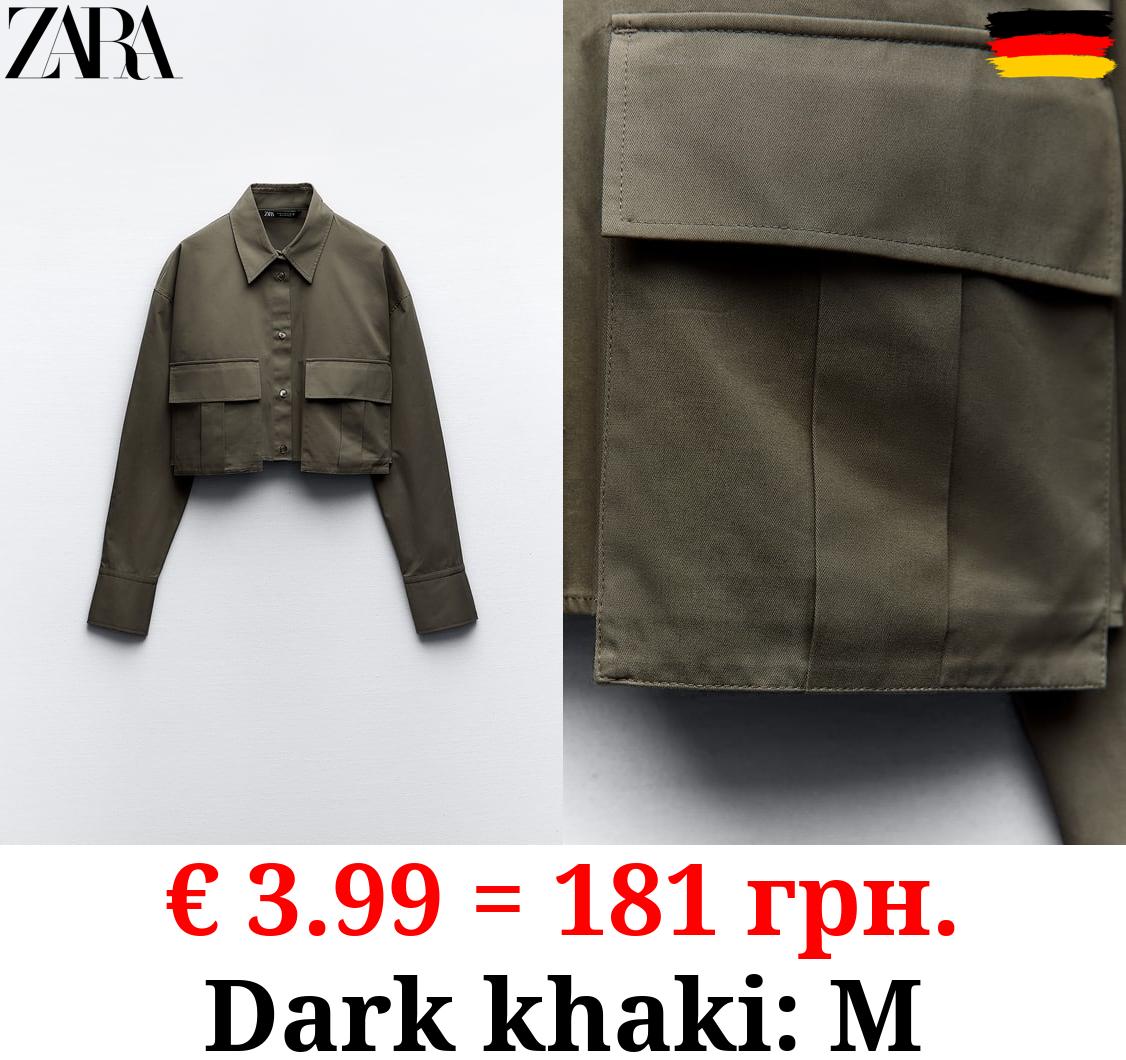 GABARDINE FABRIC CROPPED SHIRT