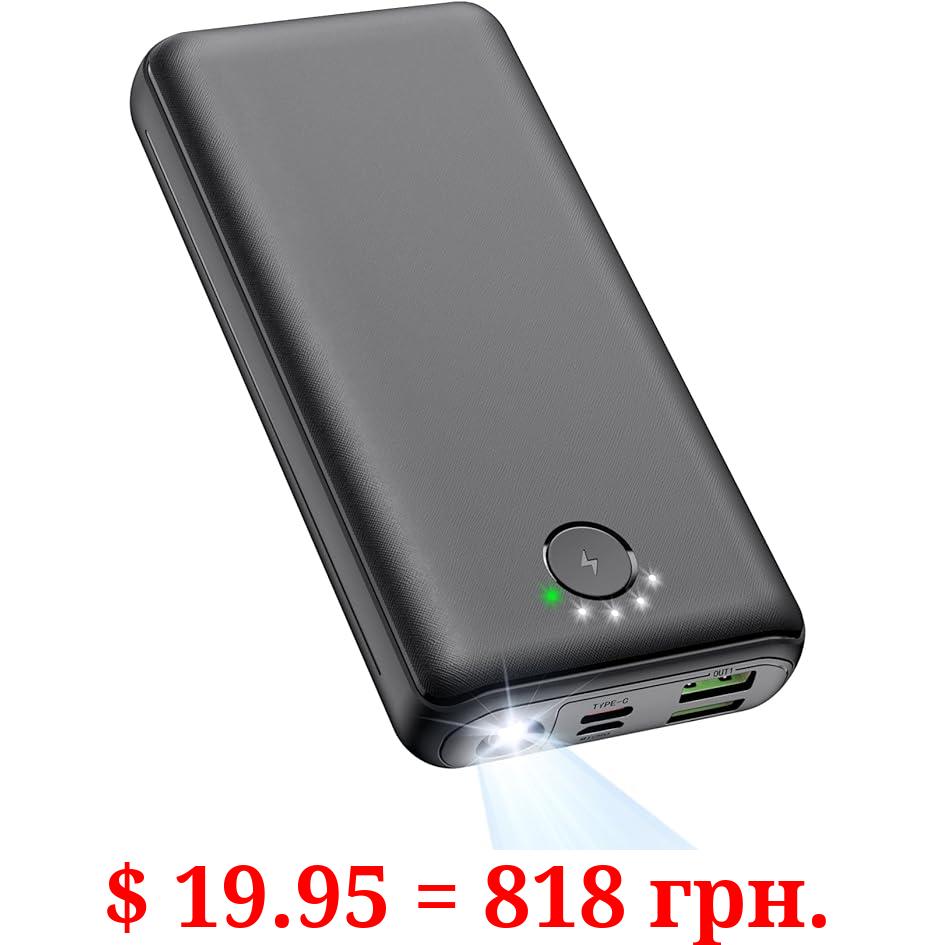 Portable Charger Power Bank 30000mAh - USB C 22.5W Fast Charging External Battery Pack Charging Bank PD QC4.0 with Flashlight 3 Outputs & 2 Inputs Phone Charger for iPhone Samsung Galaxy iPad etc