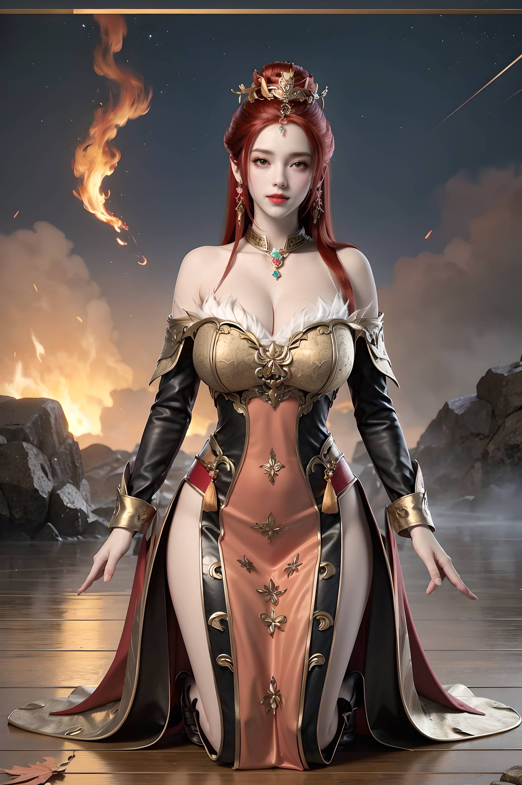 图片[13]-完美世界-曼珠沙华 户外红色礼服-六色网