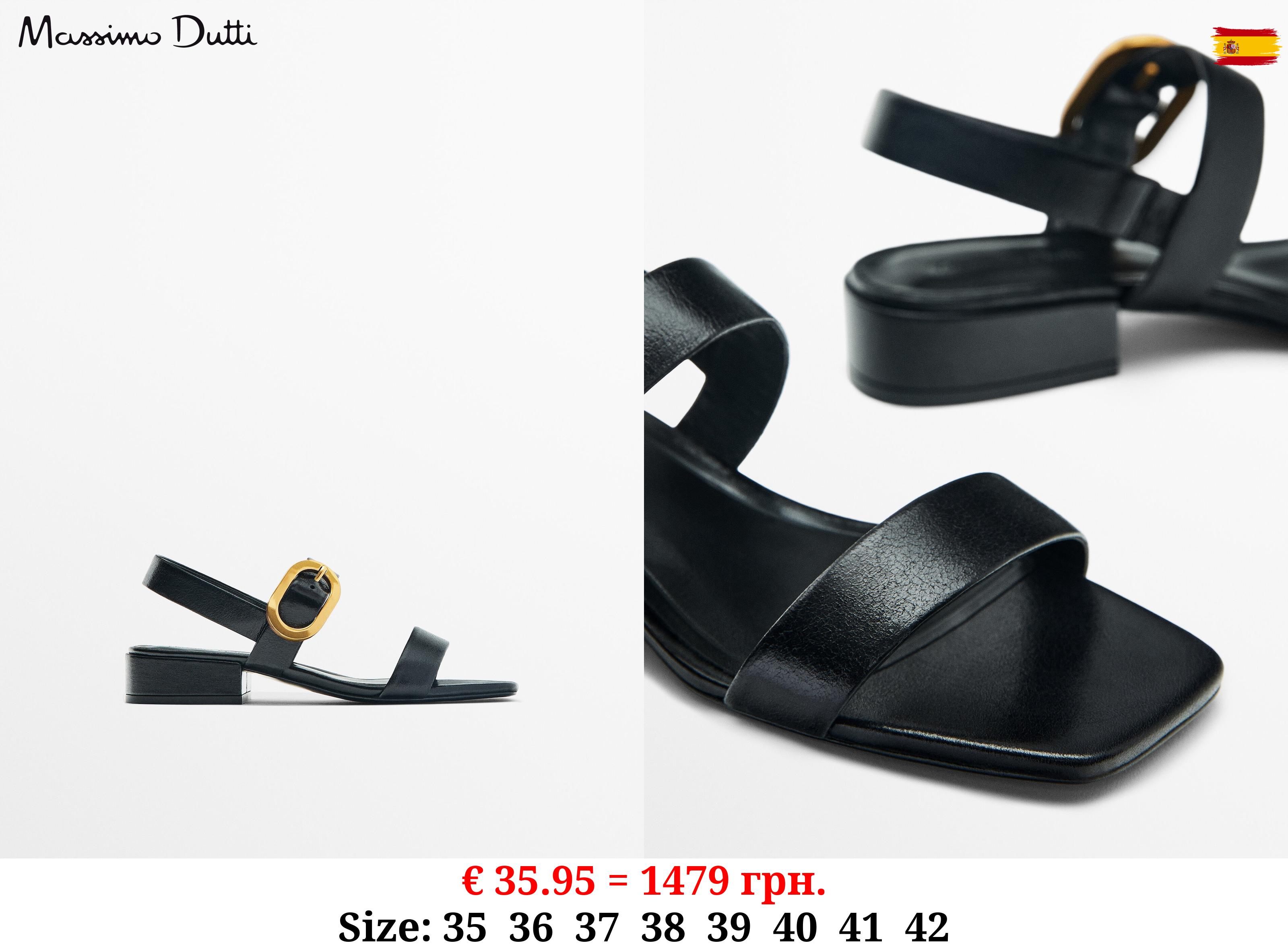 Leather high-heel sandals with buckle detail BLACK