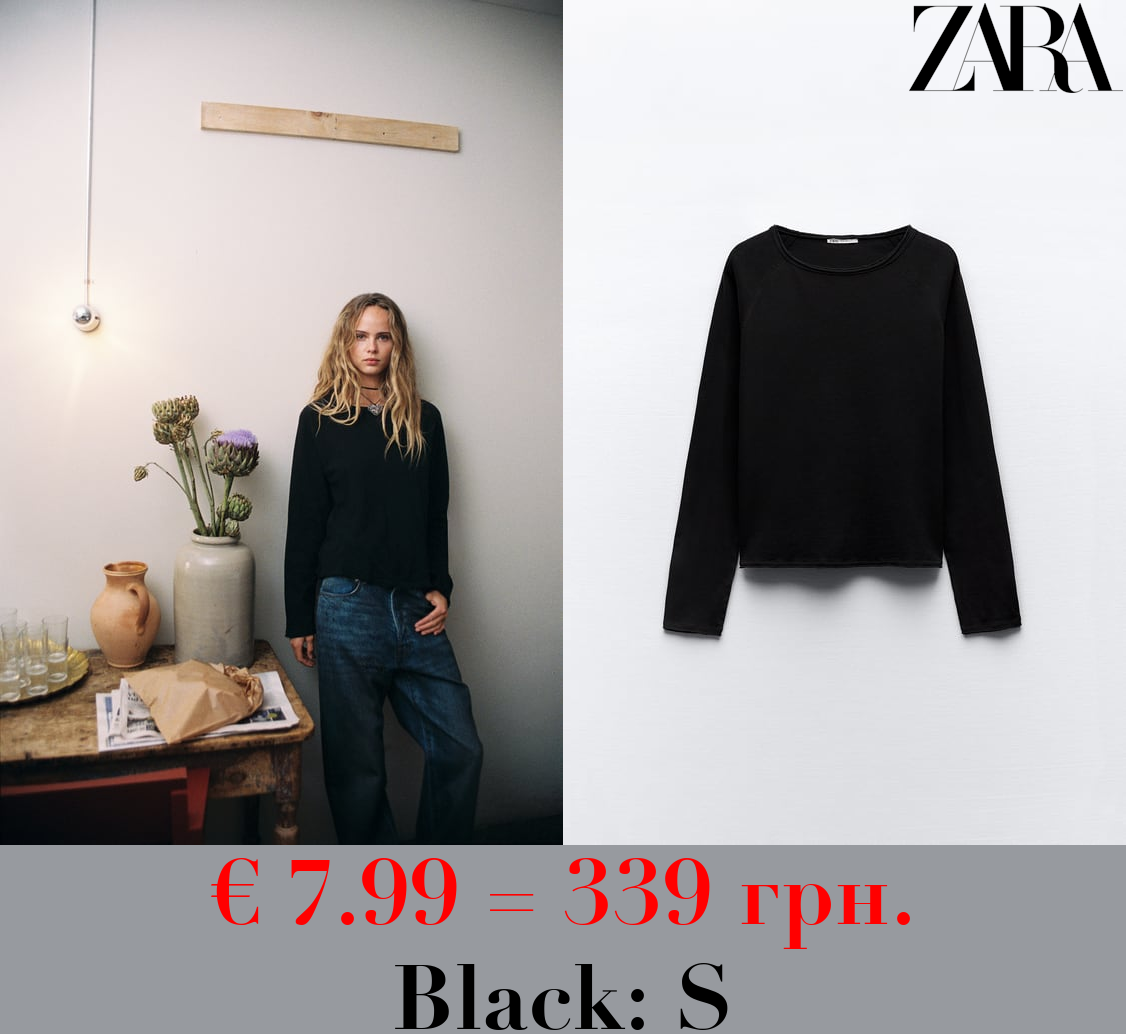 VINTAGE-EFFECT T-SHIRT WITH LONG SLEEVES