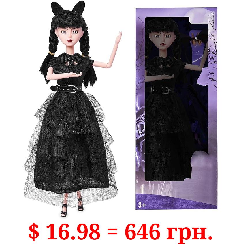 DBYWIUB 11.5 inch Girls Black Dolls, Soft Body & Black Hair, Black High Heels, Black Dress & Accessories