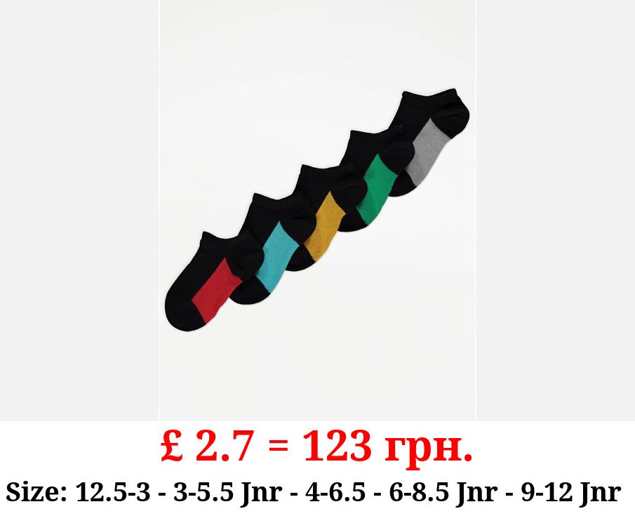 Colourful Sole Trainer Liner Socks 5 Pack