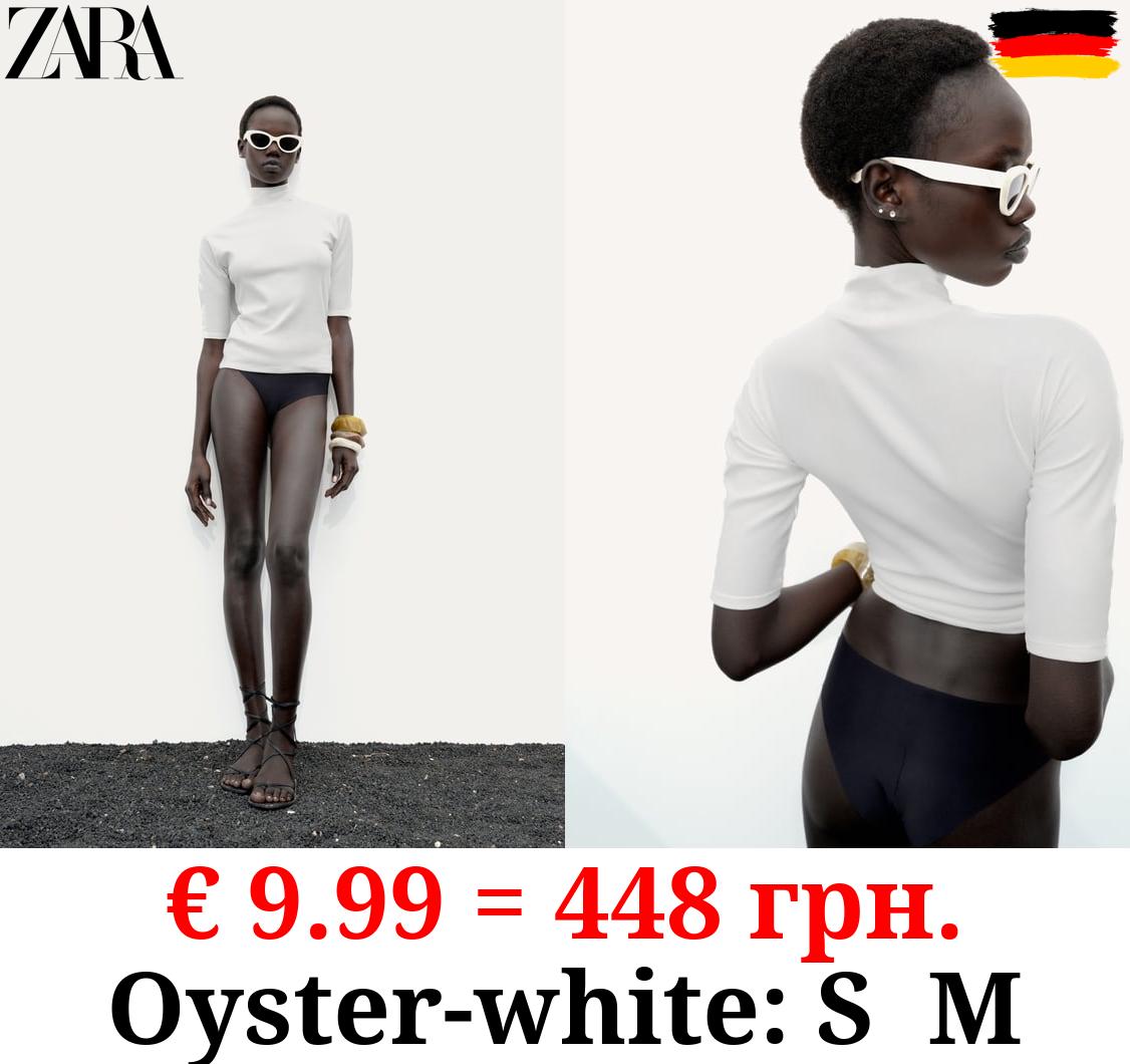 COTTON MOCK NECK T-SHIRT
