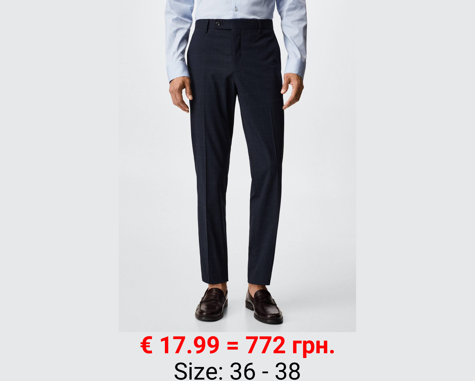 Pantalón traje slim fit cuadros