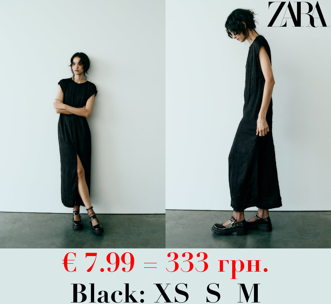 CREASED-EFFECT SATIN MIDI DRESS