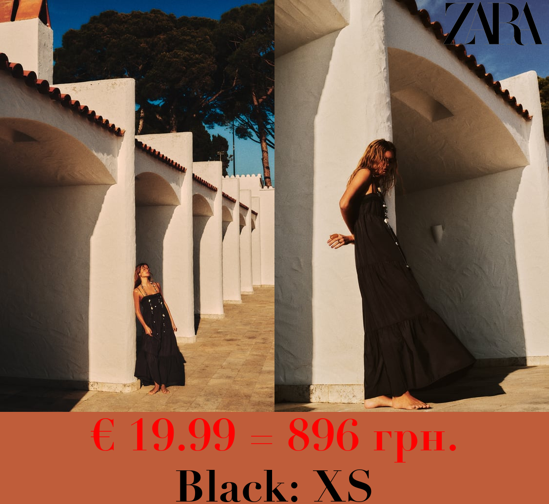 CONTRAST POPLIN TIERED MIDI DRESS