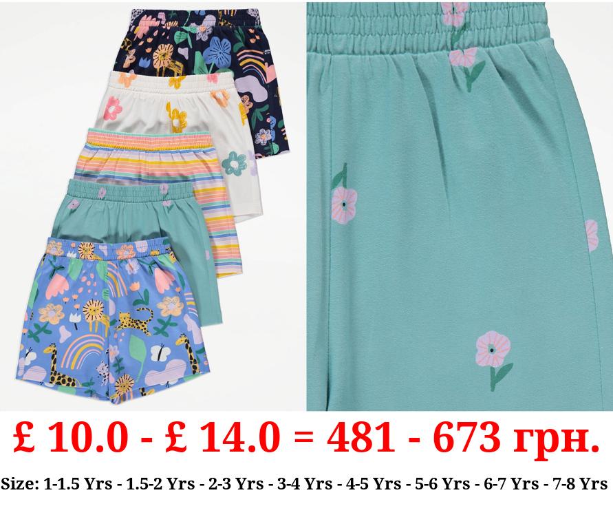 Bright Patterned Jersey Shorts 5 Pack
