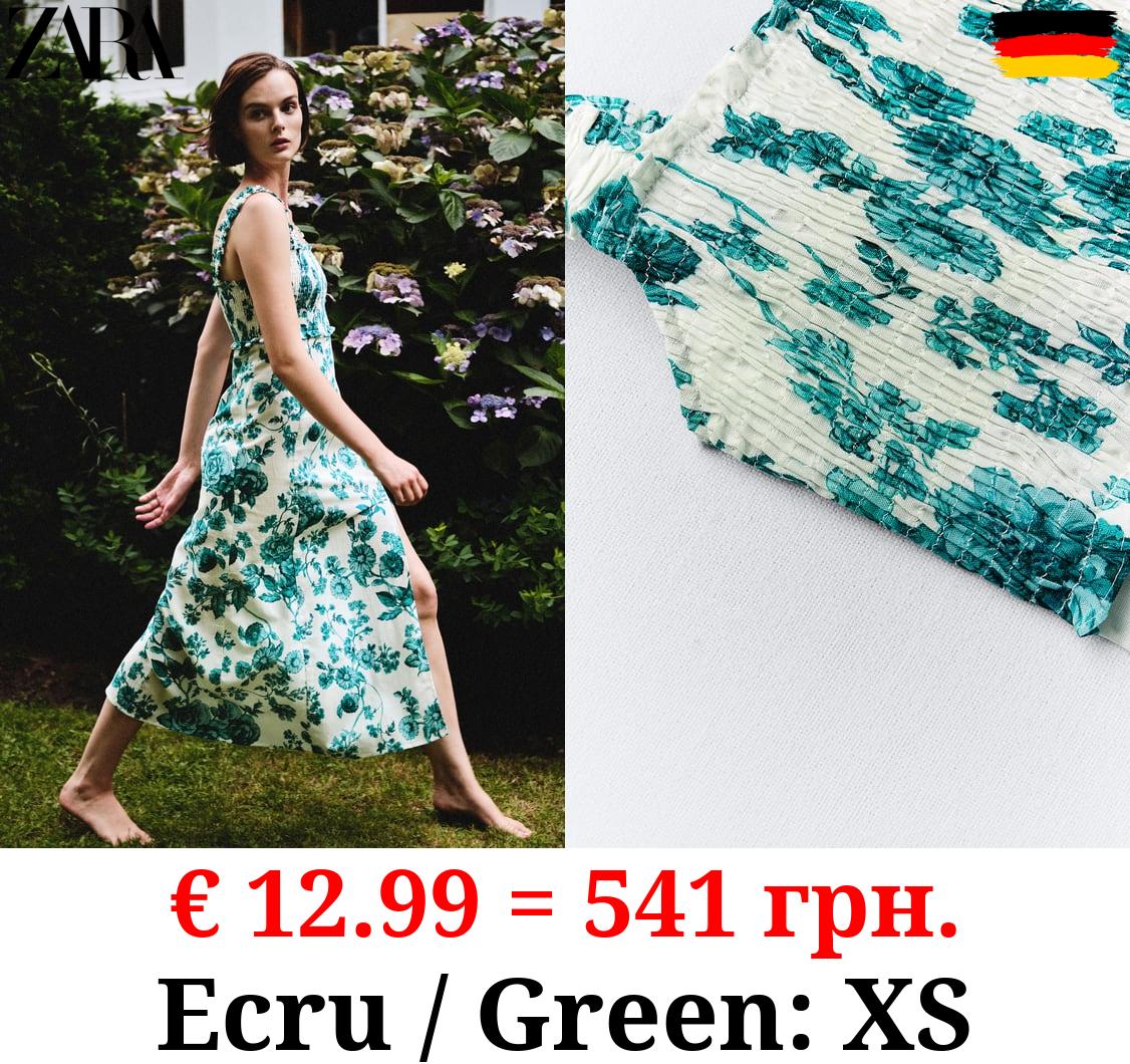 LINEN BLEND FLORAL PRINT DRESS