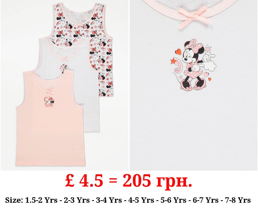 Disney Minnie Mouse Character Pink Vests 3 Pack