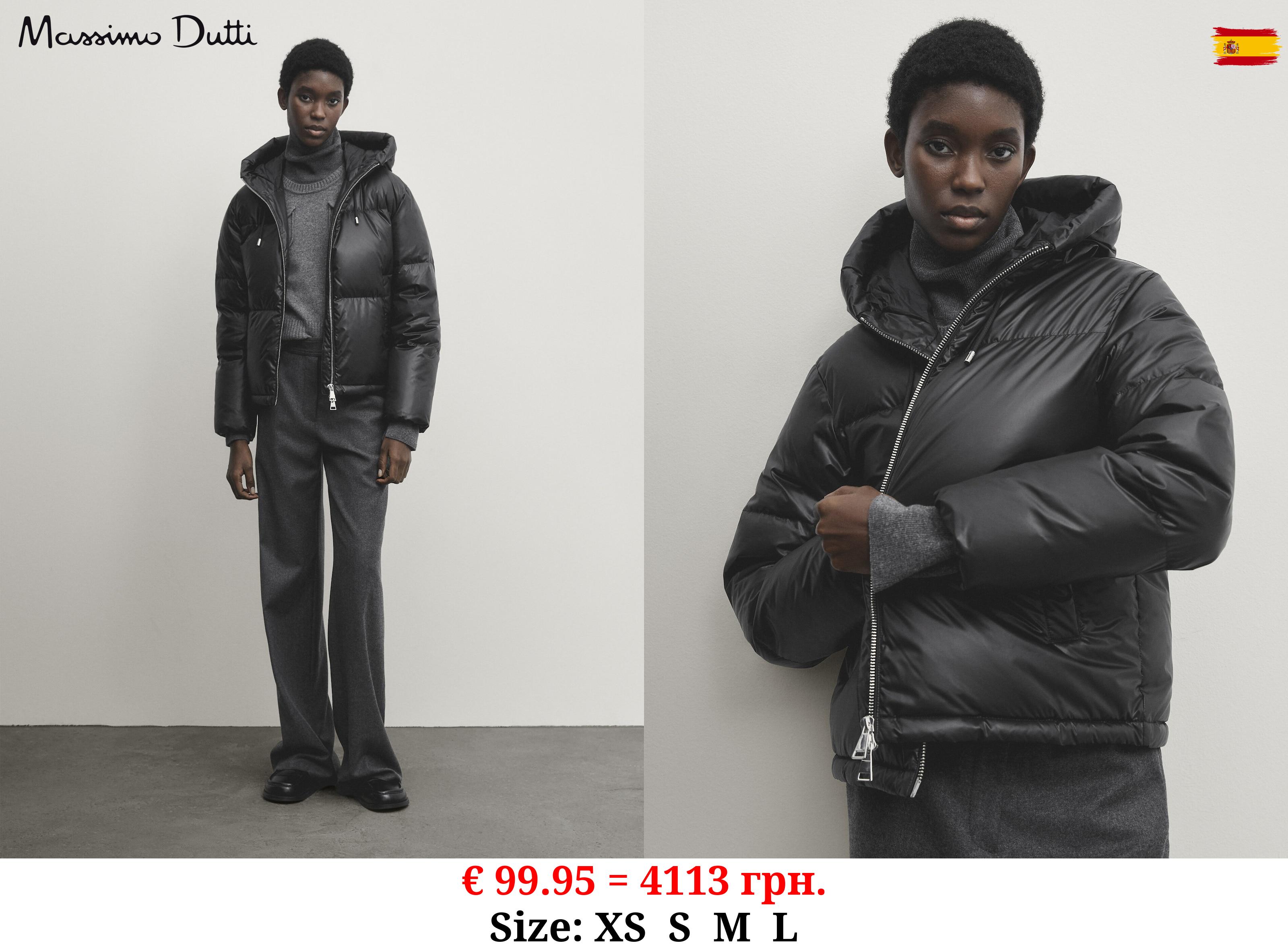 Leather-effect puffer jacket with down and feather filling BLACK