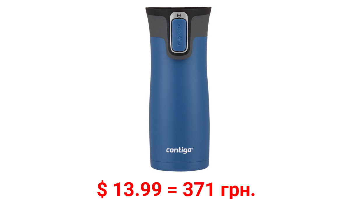 Contigo 16oz Autoseal West Loop Stainless Steel Travel Mug with Easy-Clean Lid, Blue Corn