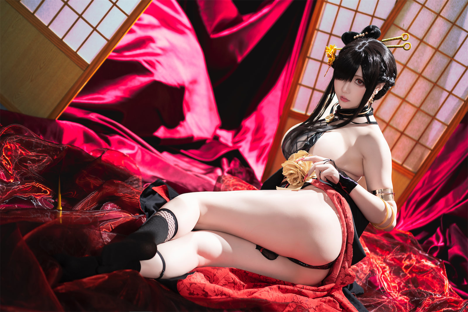 Cosplay 星之迟迟Hoshilily 圣诞节 约尔 同人和风战斗服 26