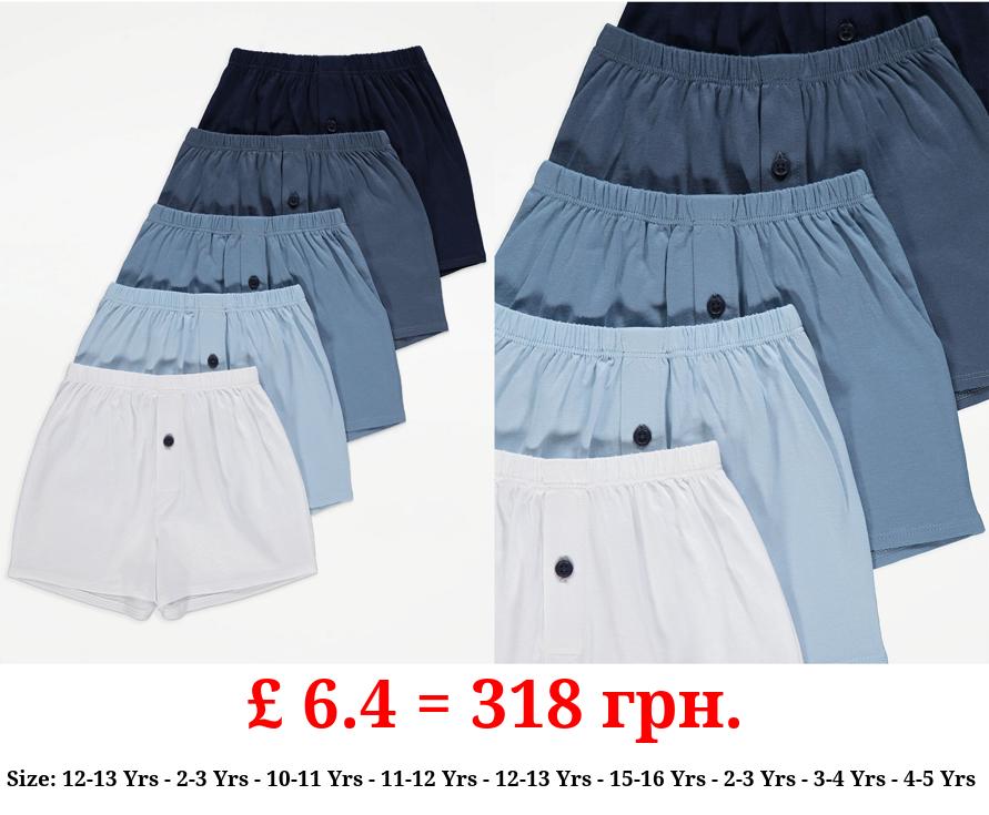 Blue Plain Boxers 5 Pack
