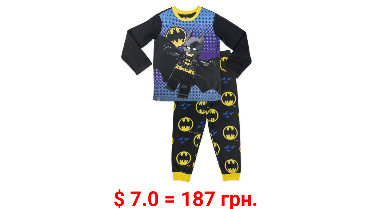 Batman Boys 2 Pc Long Sleeve Long Pant Fleece Pajama Set, Sizes 4-12