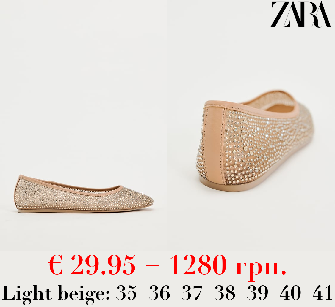 MESH BALLET FLATS WITH RHINESTONES