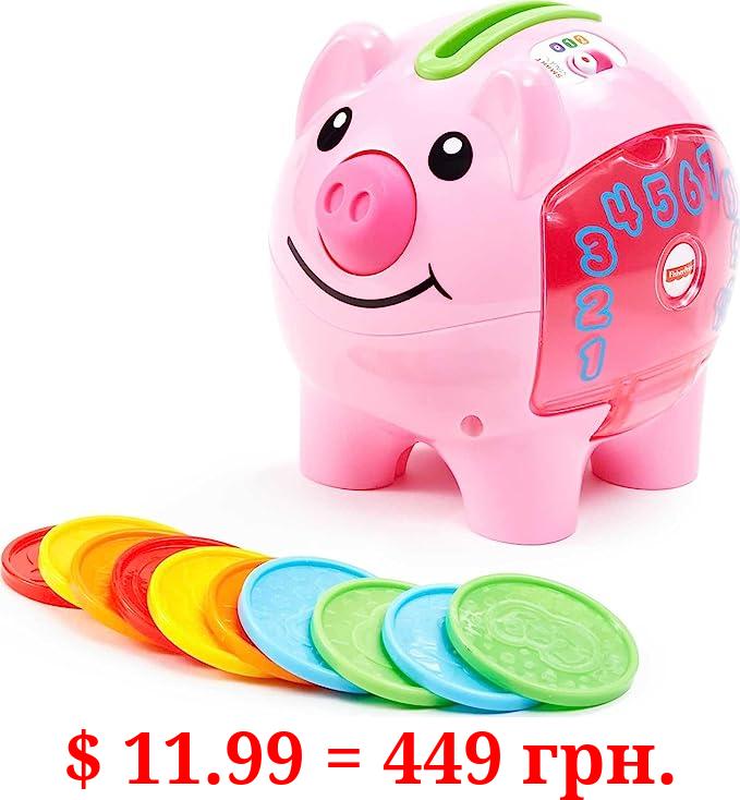 Fisher-Price Laugh & Learn Baby Learning Toy Smart Stages Piggy Bank with Songs Sounds and Phrases for Infant to Toddler Play