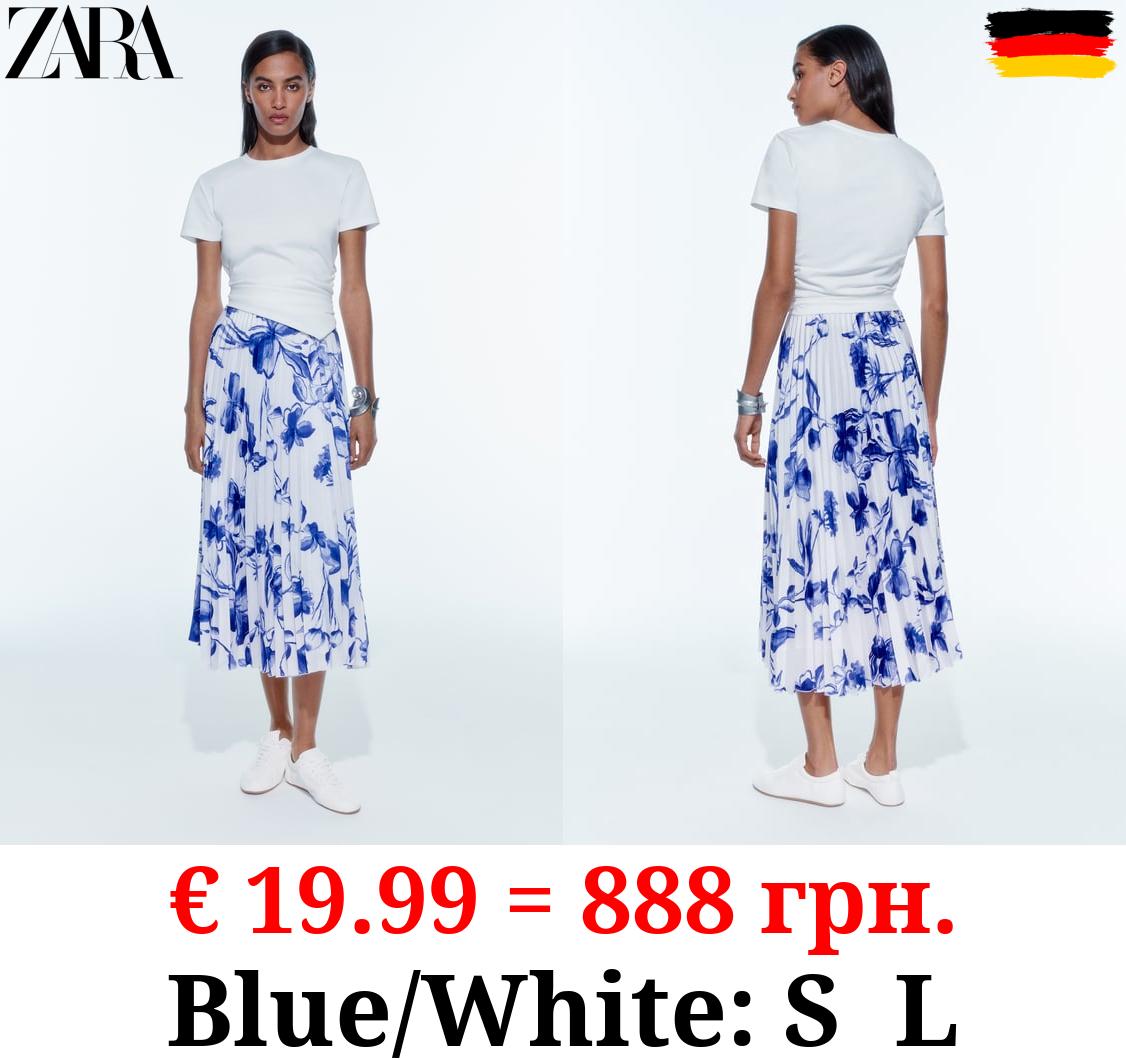 FLORAL PRINT PLEATED SKIRT