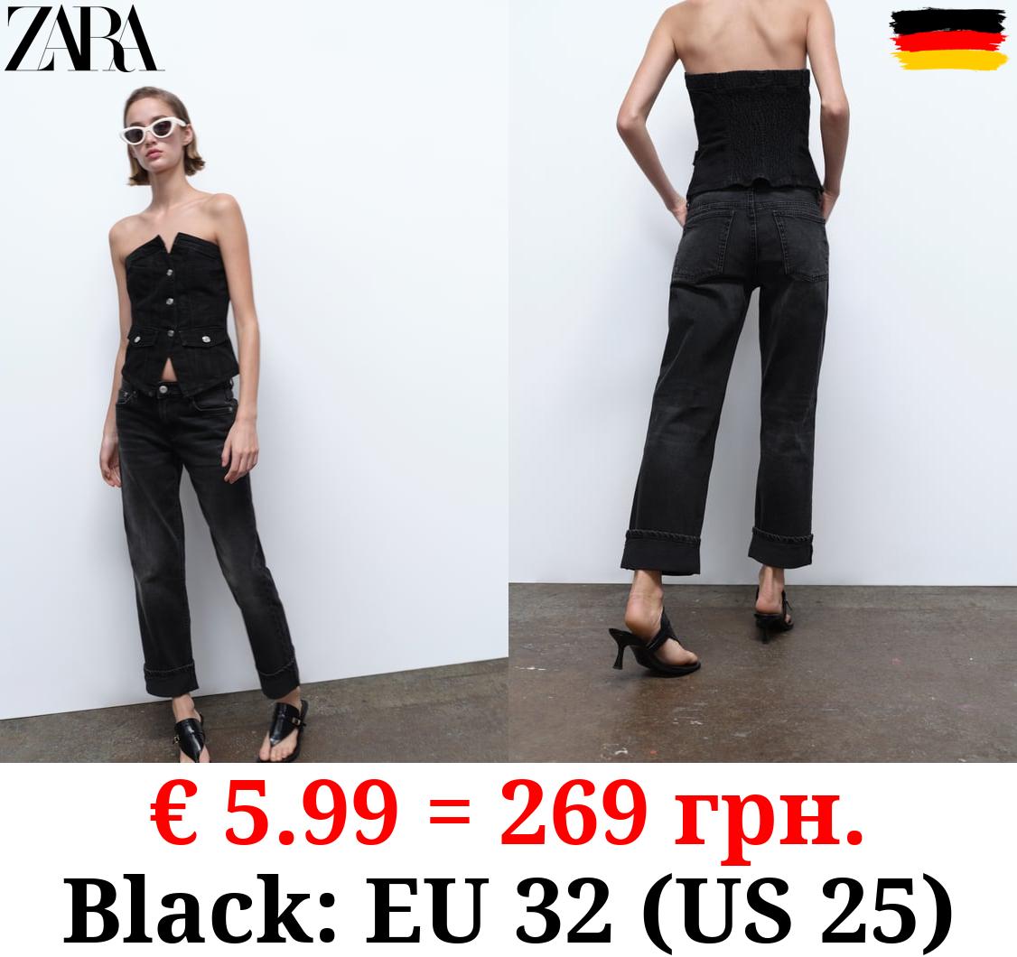 TRF SLIM-FIT FOLDED-FIT LOW-RISE JEANS