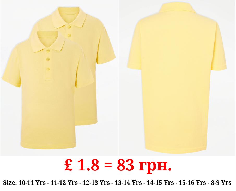 Yellow Slim Fit School Polo Shirt 2 Pack