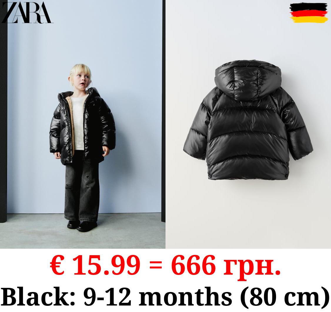 HOODED WATER-REPELLENT DOWN AND FEATHERS PUFFER JACKET