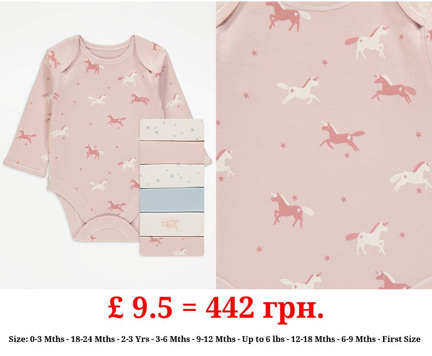Unicorn Star Long Sleeve Bodysuits 7 Pack
