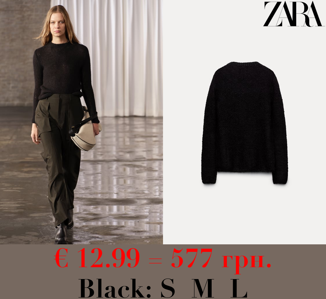 ALPACA BLEND OPEN-KNIT SWEATER