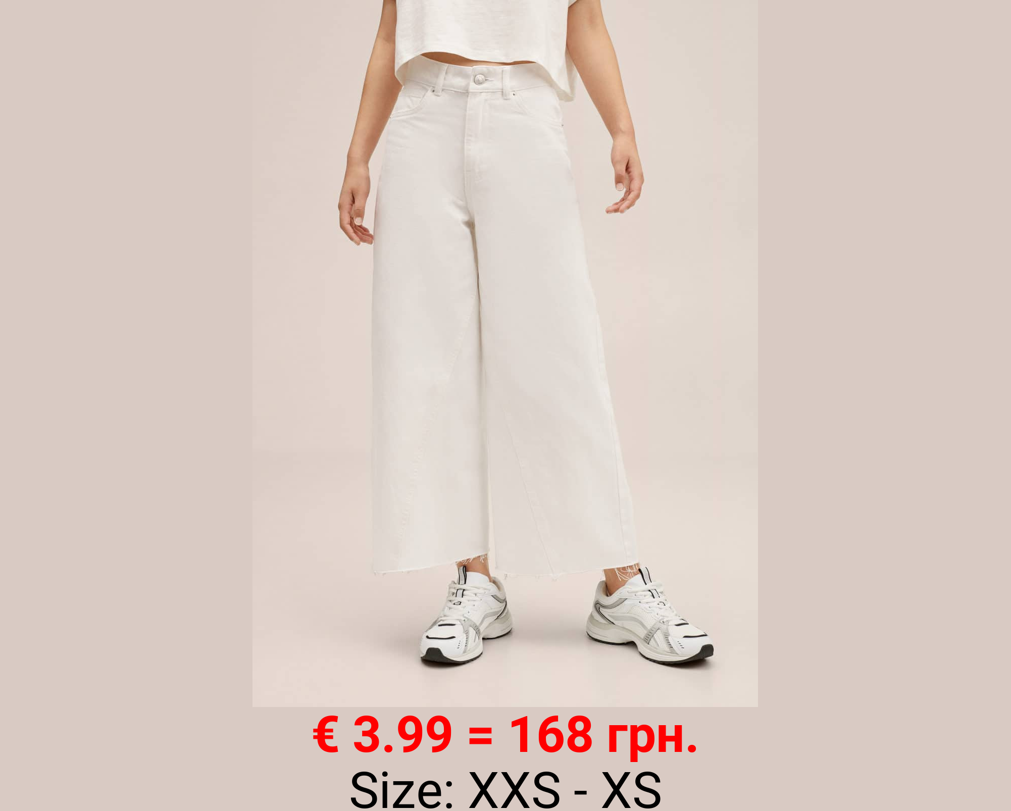 Jeans culotte bajo deshilachado