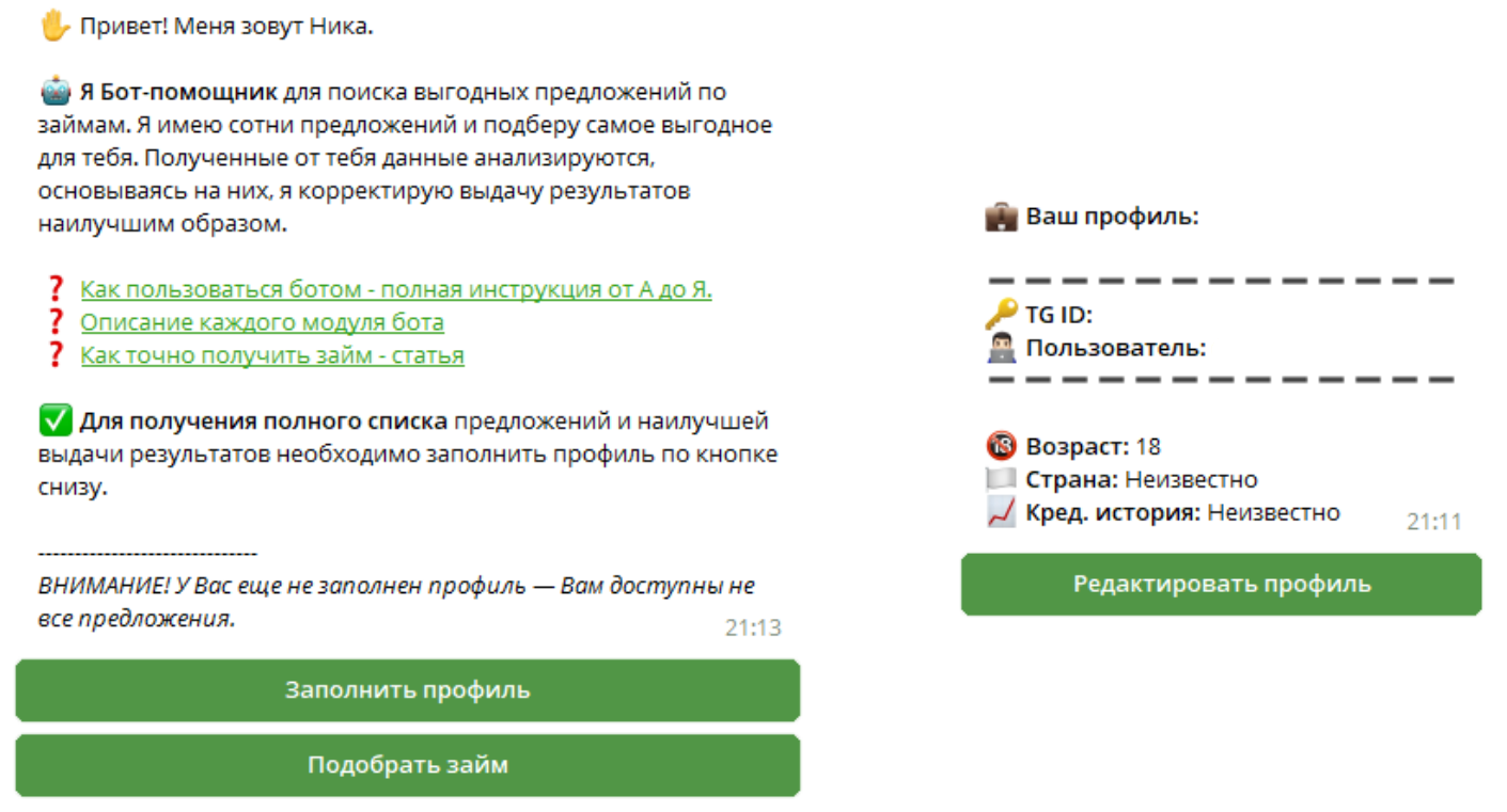 Инструкция по использованию бота по подбору займов. – Telegraph