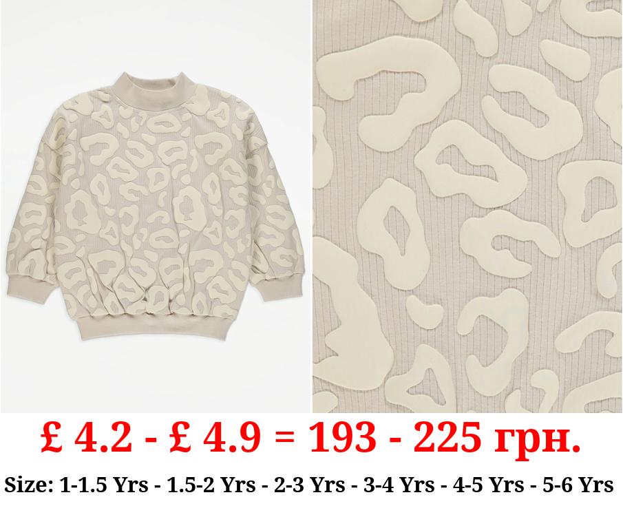 Unisex Cream Leopard Print Sweatshirt