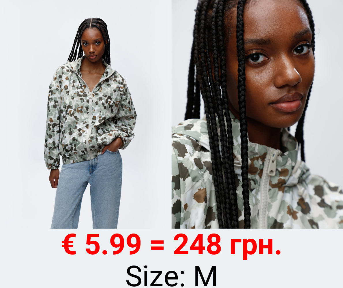 Printed jacket with hood