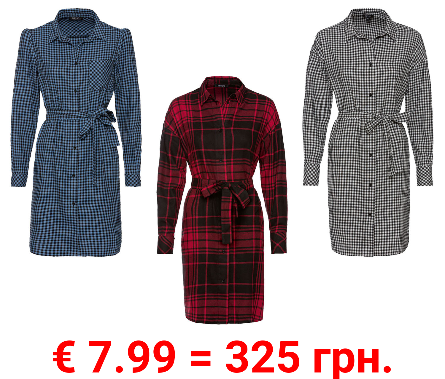 esmara Damen Longbluse in weicher, warmer Flanellqualität