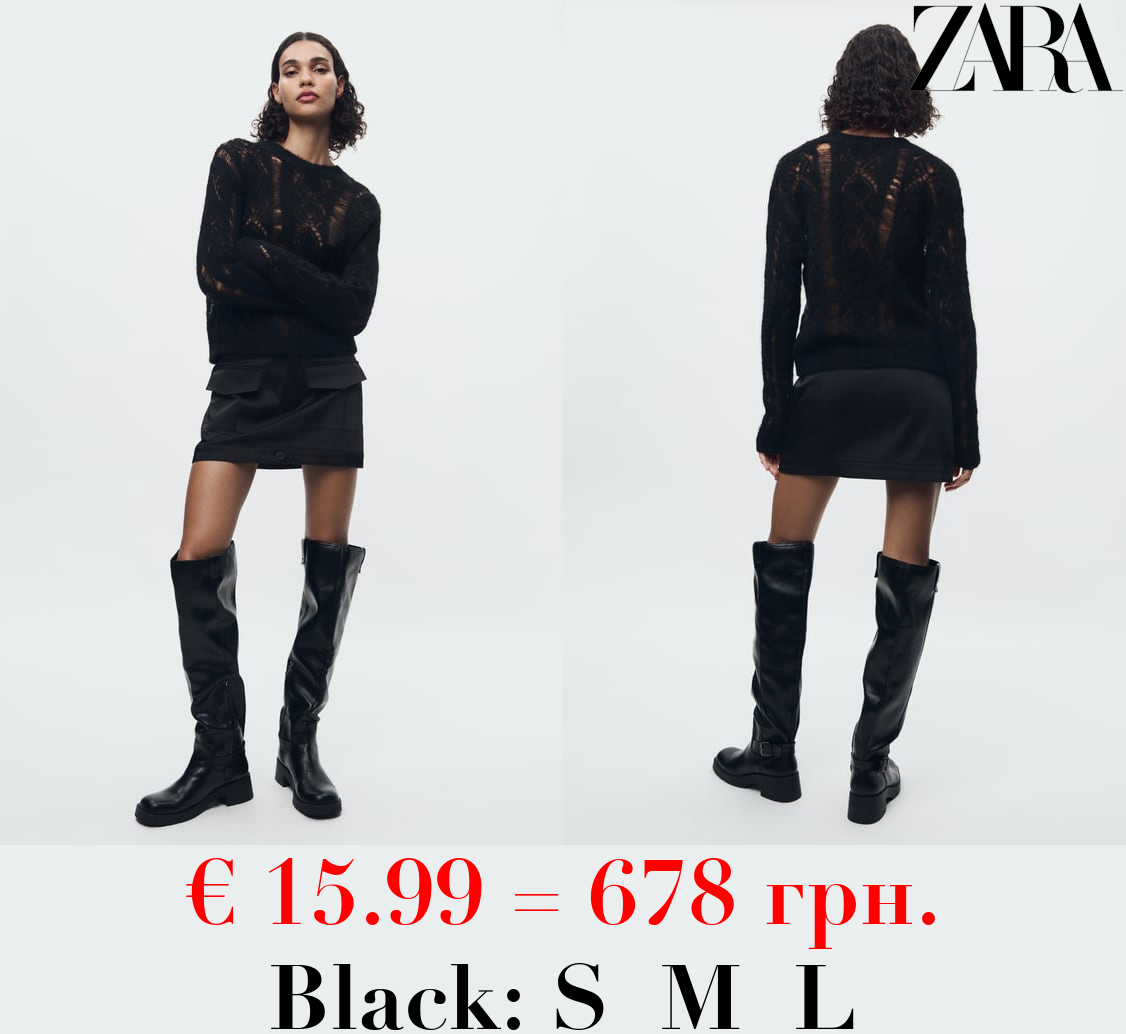 ALPACA BLEND OPEN-KNIT SWEATER